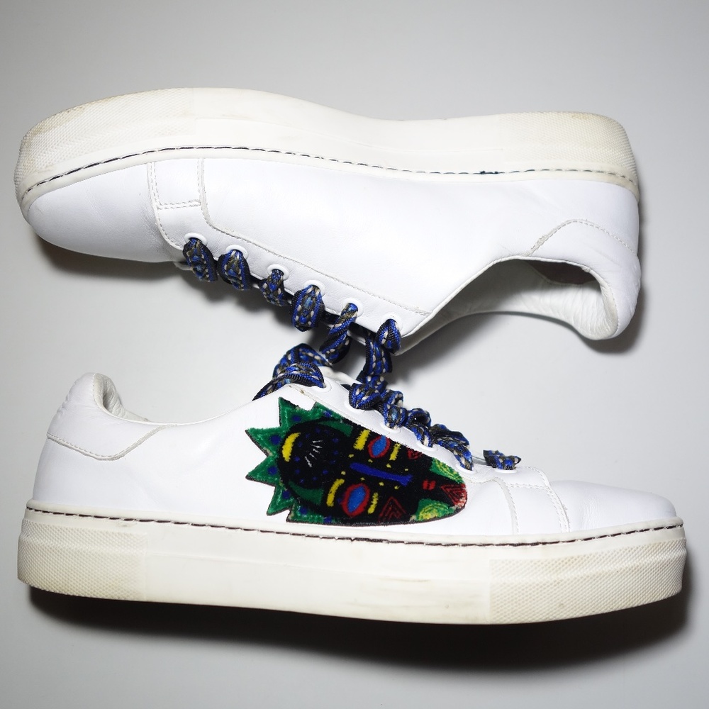 Etro Tribal Patch Leather Trainer Sneakers Made In Italy, Size 10 Us (41 Eu) View 5